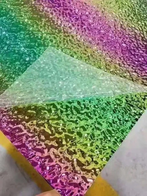 304 Water Ripple Stainless Steel Texture PVD Iridescent Metal Sheet For Art Decoration
