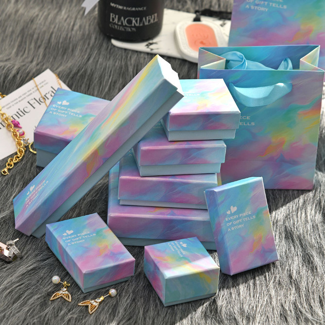 Customized Logo Jewelry Boxes Women's Necklace Earrings Ring Beautifully Packaged Full Set Of Paper Gift Boxes