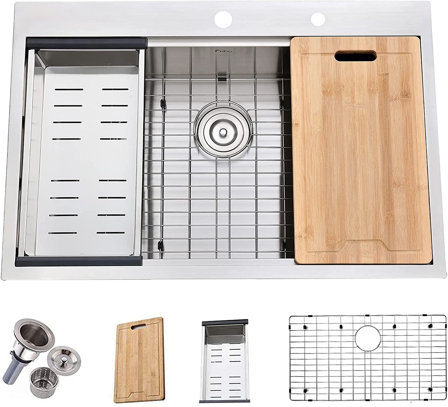 OEM Brushed 33"x 22" 18 Gauge Kitchen Workstation Sink