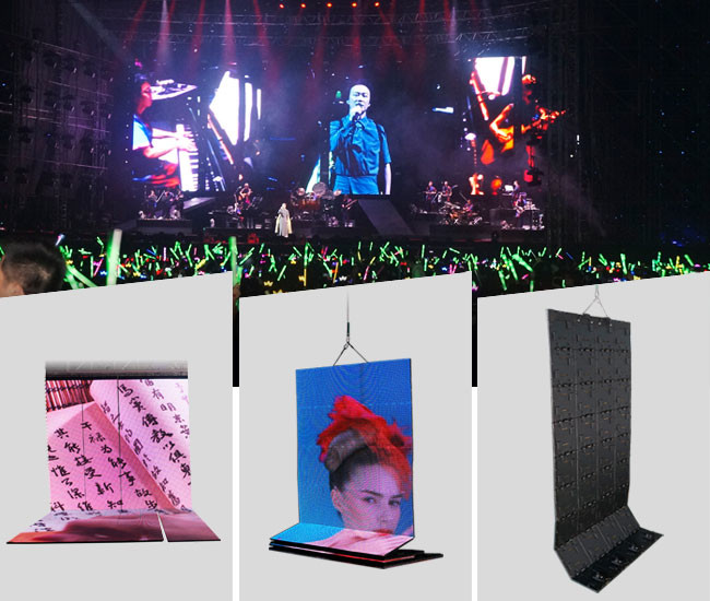 Portable Commercial Stage LED Screens Outdoor 24V Big Flexible Video Display Wall 12Kg / Sqm
