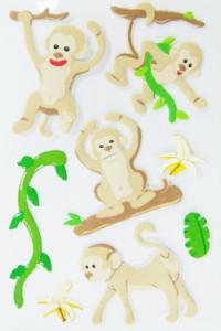 China 3D Dimensional Kids Puffy Stickers Sheets Monkey Cartoon Design 80 X 120 Mm wholesale