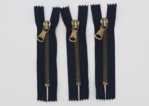 China Garment Antique Brass 14 Inch Heavy Duty Metal Zippers Navy Tape For Coveralls wholesale