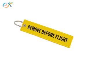 China Flight Fashion Woven Keychain Rectangle Polyester Embroidery Message 13*2.8CM wholesale