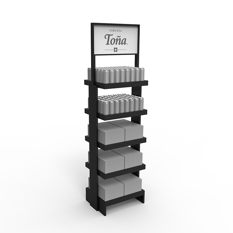 Customized Vintage Floorstanding beverage display stand beer can display rack for store
