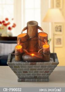 China Candle Bamboo Polyresin Indoor Water Fountain With Led Lights wholesale