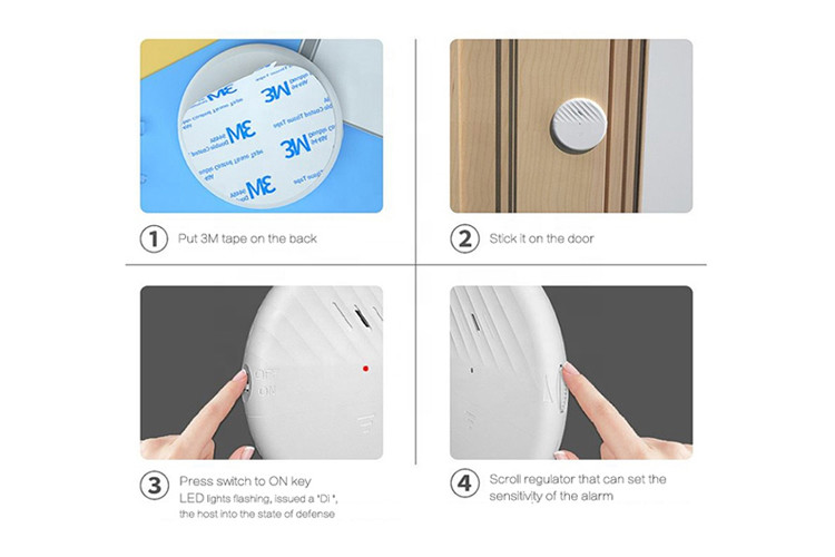 White 130dB Wireless Anti Theft Alarm System Round Ultra Thin