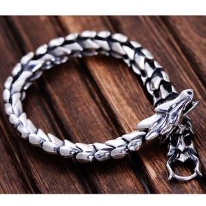 China Thai 925 Silver Dragon Link Bracelet Men Vintage Jewelry (059082) wholesale