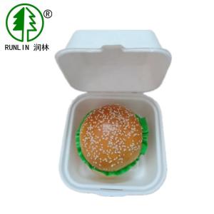 China Unbleached natural plant fiber white sugarcane pulp hamburger box wholesale