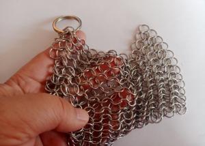 China High Grade Metal Chain Mail Pot Scrubber 4×4inch Anticorrosive wholesale