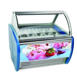 China Commercial Double Row 10 Pans Ice Cream Display Freezer wholesale