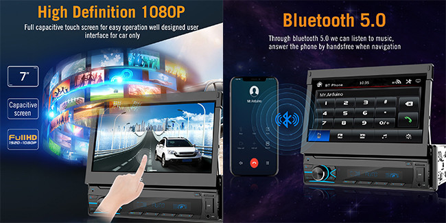 Wired Carplay Single Din Car Radio Android Auto Android Mirror Link Car Stereo MP5