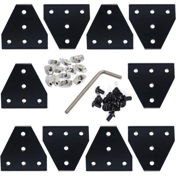 Black Anodized 90 Degree Corner Bracket Plate for 20 x 20mm Aluminum Extrusion Profile