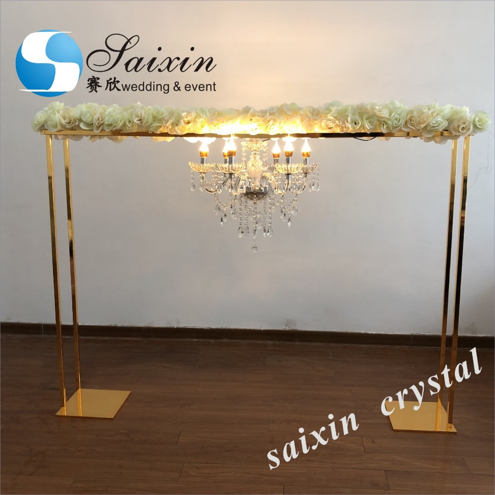Crystal Gold Flower Vase Metal Stand For Living Room Wedding Table Decoration