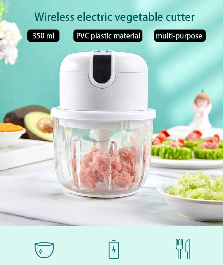 Stainless Steel 37W DC Motor Vegetable Processor With 350ml Capacity And Chopping Blade