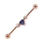 316 Stainless Steel Cute Industrial Piercing Jewelry 14G Purple Heart Zircon