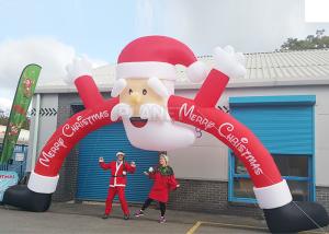 China Santa Claus Christmas Inflatable Archway 210 D Oxford Cloth For Outdoor Event wholesale