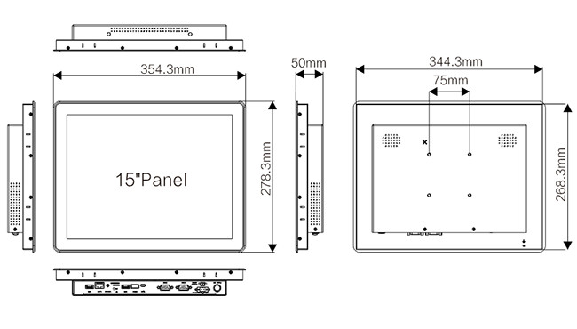 RK3399 15 Inch DDR3 4GB Industrial Touch Panel PC 1 COM 3 USB 1 LAN 4 GPIO