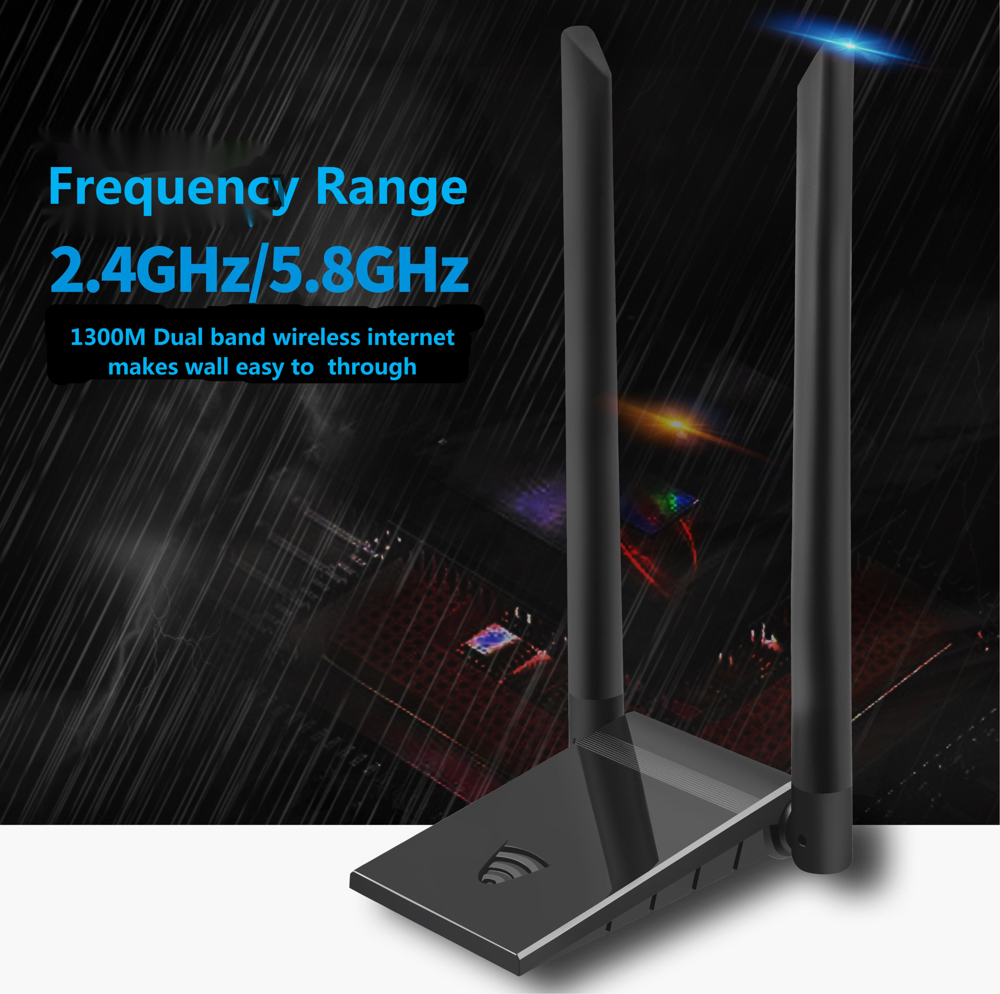 2.4 5.8GHz USB Wireless Dongle 1300M Usb 3.0 Dual Band Wireless Usb Adapter
