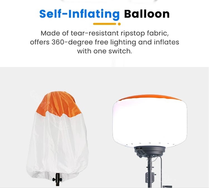 Hand Crank Tripod LED Outdoor Balloon Lights 600W Mobile Light Tower For Contractor