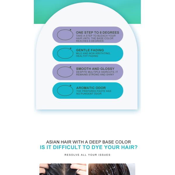 Piaochun 450g Professional Salon Hair Bleaching 8-9 Level Lightening Gentle Low Ammonia Formula Dust-Free Green Herbal