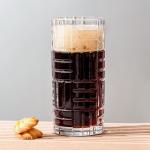 Plaid Glass Drinking Cups 340ml Lead Free 12 Ounce Crystal Tall Highball Glasses