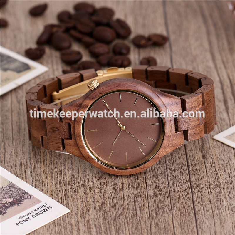 Black sandal quartz movement wood watch cheap price good quality timekeeper men wood watch