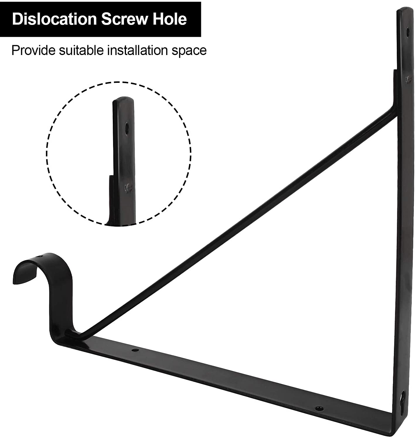 Standard Closet Curtain Rod Support Holder Bracket with Heavy Duty Metal Steel Bracket