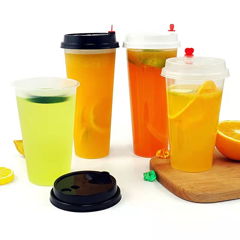 Coffee Dairy Disposable 18oz 24 Oz Hard Plastic Cups 95mm Dia ODM OEM