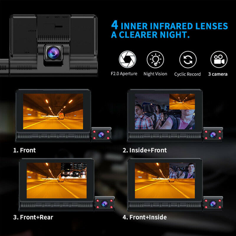 4Inch Touchscreen Wireless Dashboard Camera Dashboard DVR System GSensor Motion Detection