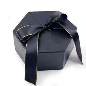 China Chirstmas Wedding Anniversary Gift Boxes Cardboard Paper Hexagon With Ribbon wholesale