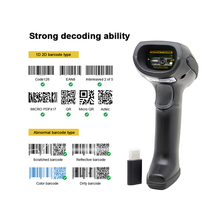 5mil 2D Bluetooth Wireless Barcode Scanner With 2200mAh Battery