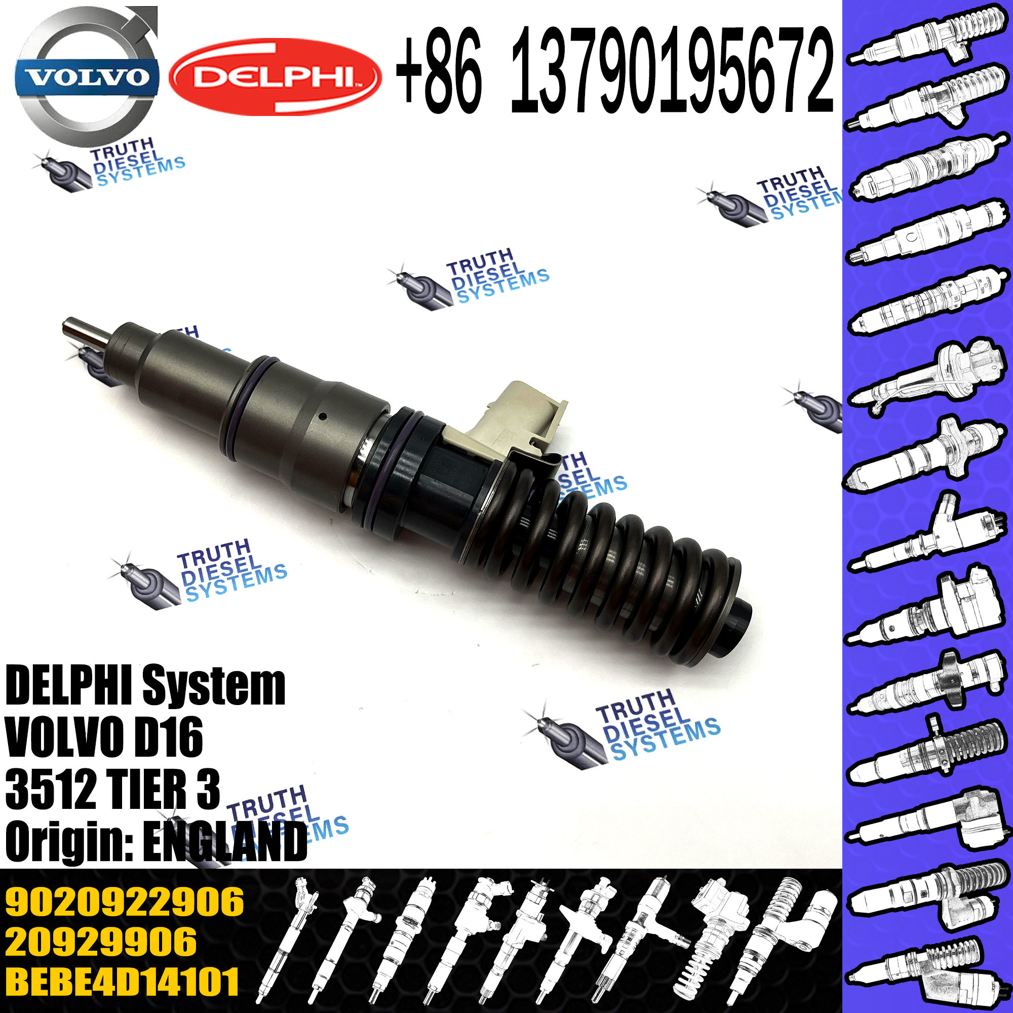 Diesel Engine Common Rail Fuel Injector 7485003043 7485003951 9020922906
