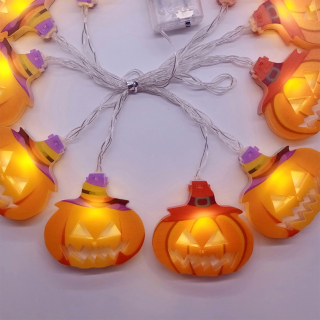 10LED Halloween Pumpkin Spider Bat Skull String Lights Lamp DIY Hanging Horror Halloween Decoration For Home Party Supplies
