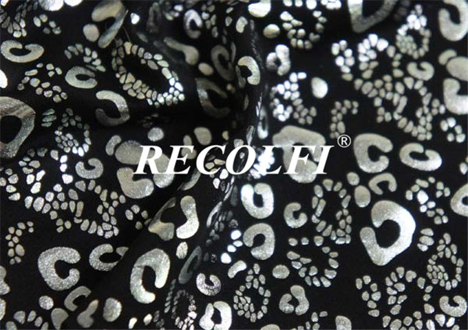 Silver Leopard Lycra Spandex Gym Leggings Repreve Fiber Weft Knitted Plain Dye