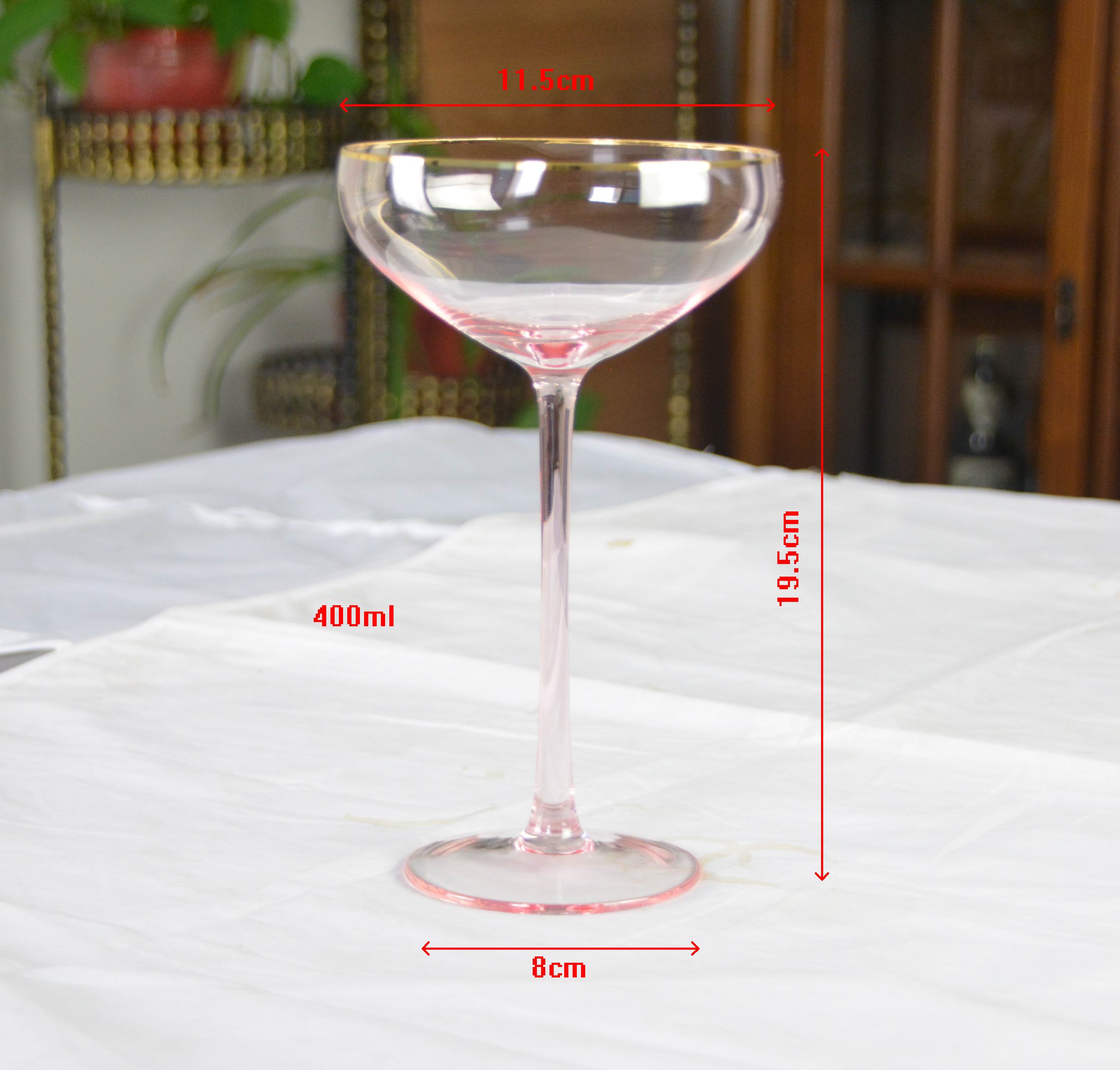 Gold Rim Pink Crystal Wine Glass For Holiday Party