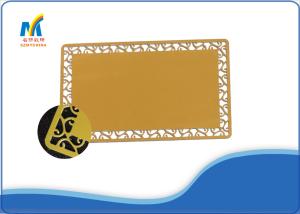 China 0.45mm Thickness Metal Business Cards Gold Color Butterfly Design Aluminum Sublimation wholesale