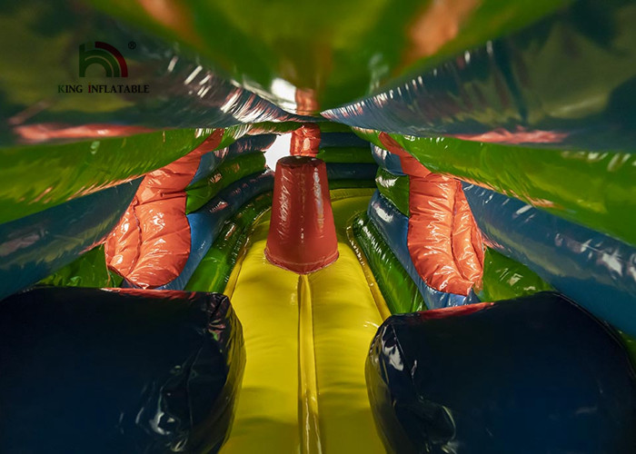 Logo Printing Green 6.5m Tractor Inflatable Obstacle Course For Party