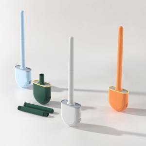 China Detachable TPR Wall Mounted Black Silicone Bathroom Brush Toilet Cleaner With Holder wholesale