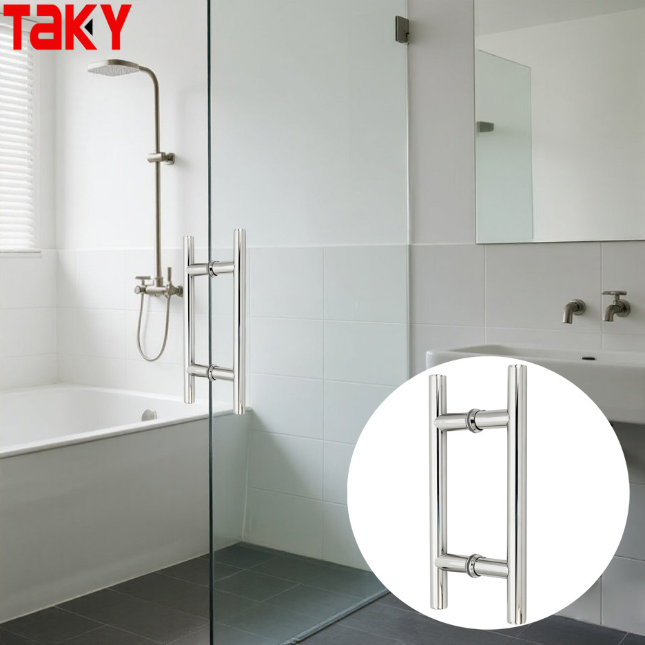 Heavy Duty Round Tube H Shape Double Push Pull Glass Door Handle