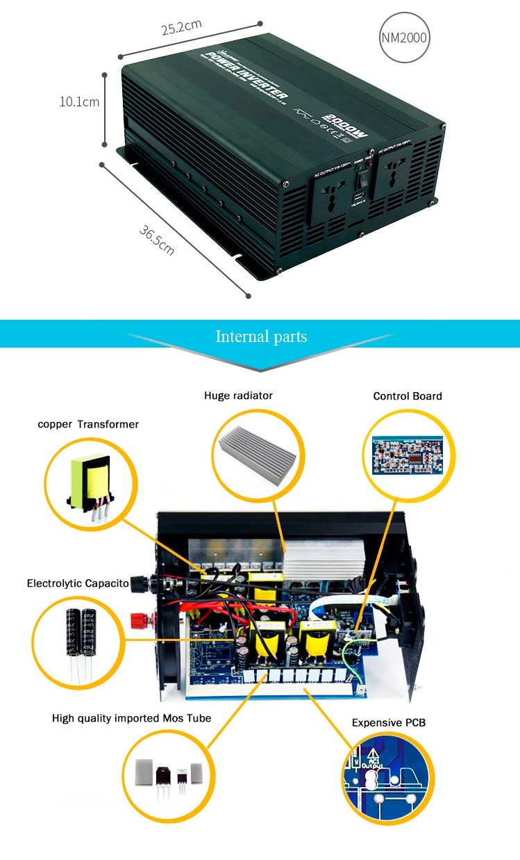 Single Phase Black Modified Sine Wave Power Inverter 2KW for Off Grid Solar system
