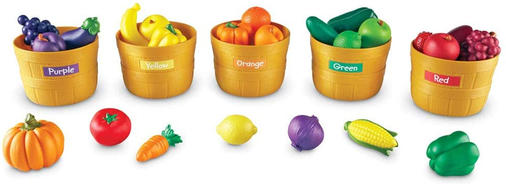 Unisex Children's Day Five Color Bucket Vegetable Soft Gum Fruit Set Kitchen Food Puzzle Toy Gift