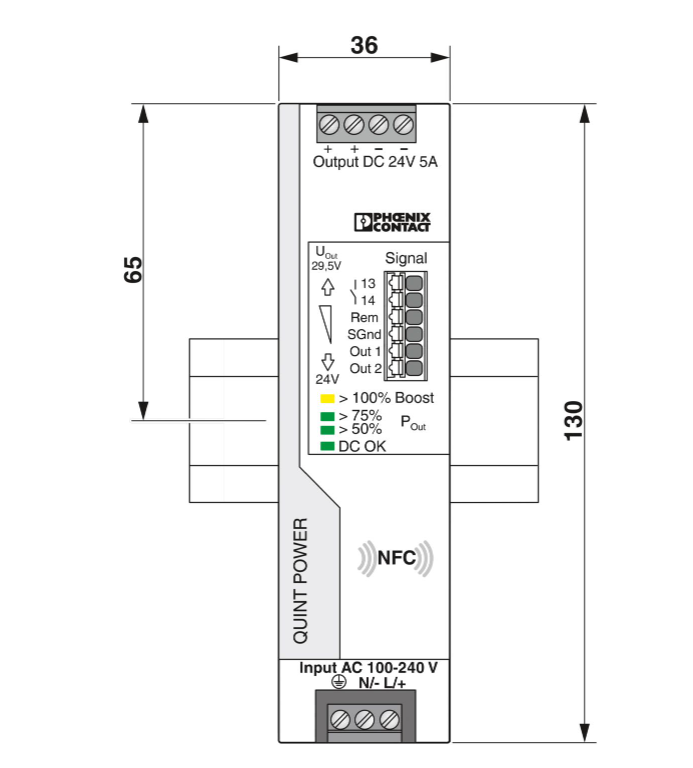 Phoenix QUINT4-pS/1AC/24DC/5 2904600 power module, single-phase AC input, 24V DC output, 5W