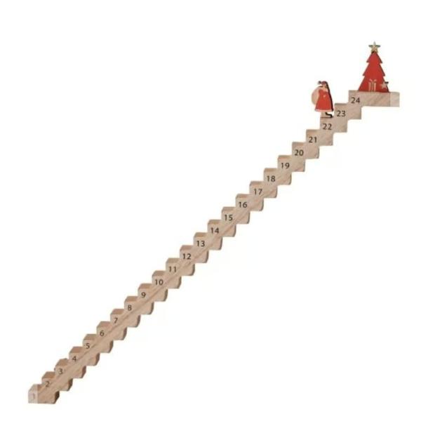 Wood Stairs Climbing Santa Traveling Christmas Advent Calendar, Creative Santa