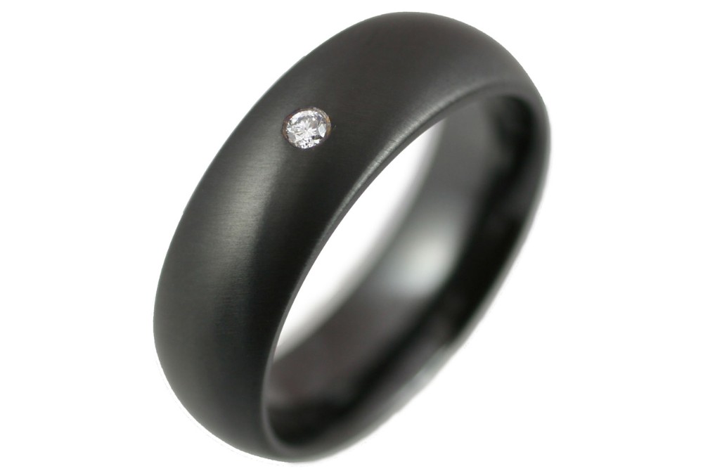 Tagor Jewelry Made Customize Shiny Brushed Wedding Engagement Black Zirconium Rings
