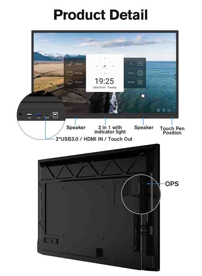 Classroom Smart Interactive Flat Panel 65 Inch OEM LCD Interactive Whiteboard