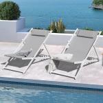 Outdoor Folding Beach Sling Chairs Set, Aluminum Patio Lounge Chair, Portable
