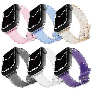 China Popular Luxury Style for Apple Watch 45mm Clear Glitter Lace Diamond Replacement Band on sale