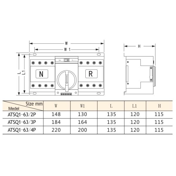 New Type 63A 2P/3P/4P Dual/Double Power Automatic Transfer Switch