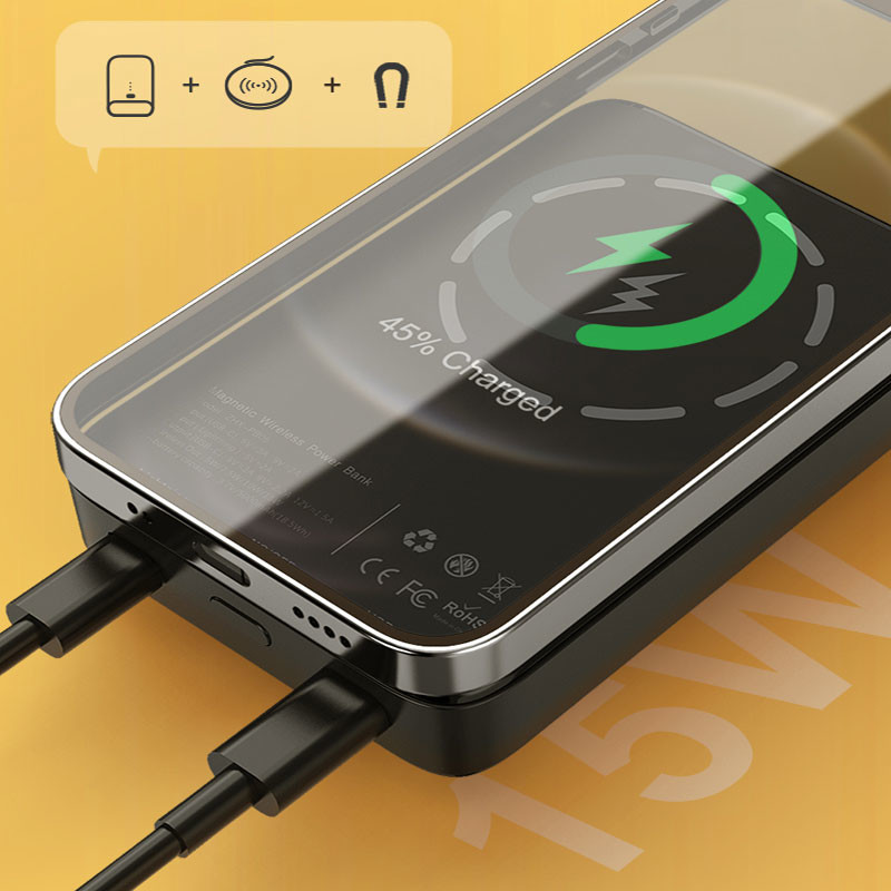 5000mAh Wireless Charger Power Bank Internal Li polymer Battery