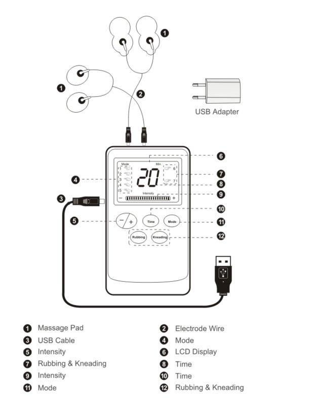 Mini Electric Foot TENS Muscle Stimulator With 7 Different Types Of Modes